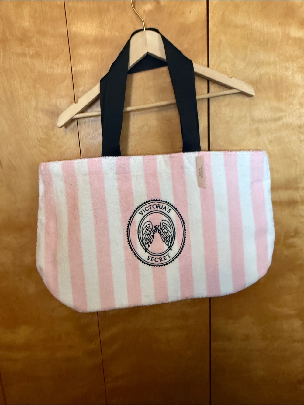 NWT Victoria's Secret Pink & White Terry Towel Striped Tote Bag